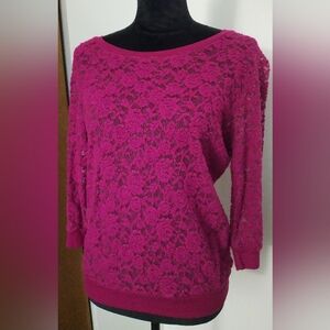 American Dream Lace Blouse - Fuchsia